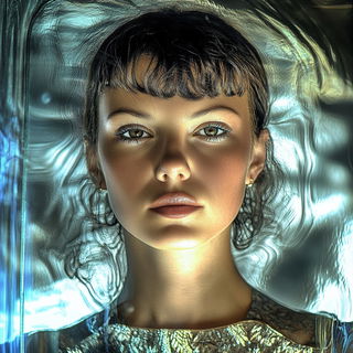 Pyroclastorama style, Midjourney V6.1: photographic portrait of female protagonist