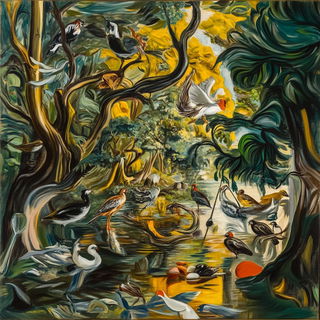 Cloakraptor style, Midjourney V6.1: classical 18th-century oil painting