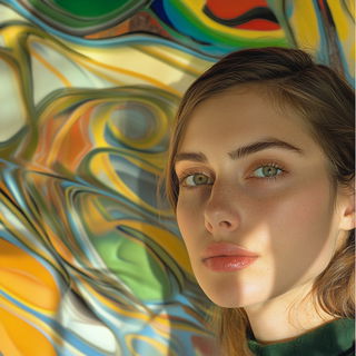 Cloakraptor style, Midjourney V6.1: photographic portrait of female protagonist