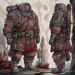 Clockgarden Fantasmach style, Midjourney V6.1: concept art character design of retropunk steam knight