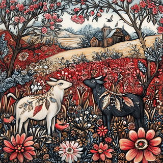 Clockgarden Fantasmach style, Midjourney V6.1: traditional folk art