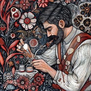 Clockgarden Fantasmach style, Midjourney V6.1: editorial illustration for popular scientific magazine cover