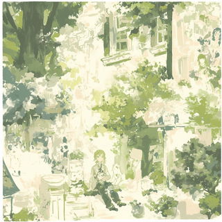 Foliage Naivism style, Midjourney V6.1: black-and-white manga comic strip