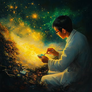 Resinarabesque style, Midjourney V6.1: editorial illustration for popular scientific magazine cover
