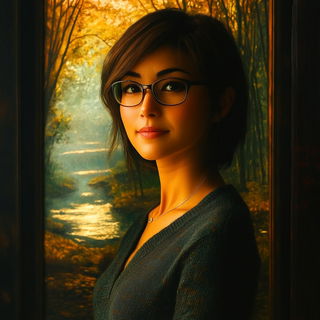 Resinarabesque style, Midjourney V6.1: photographic portrait of female protagonist