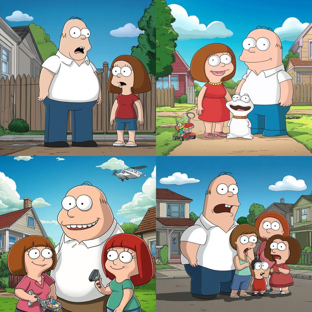 Family Guy style, Midjourney V6.1, render 1 of 4