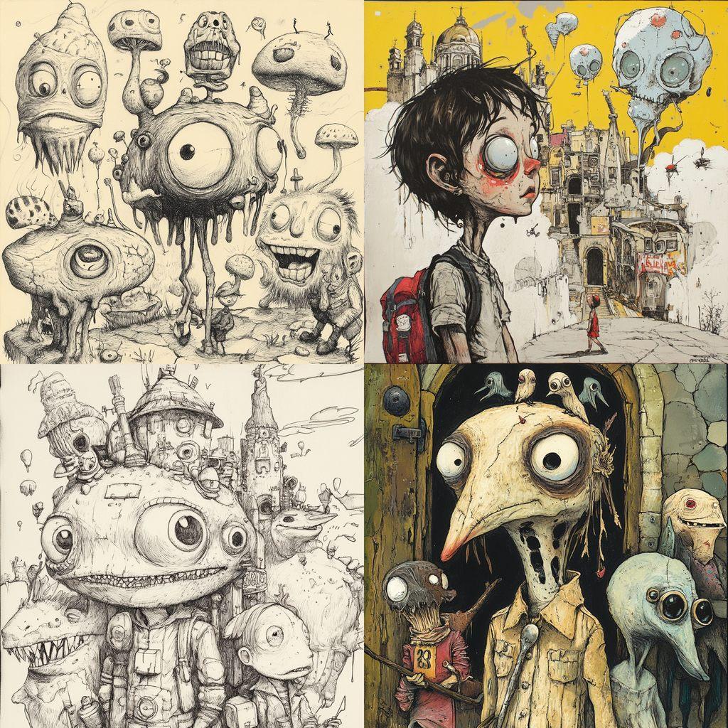Farel Dalrymple style, Midjourney V6.1, render 1 of 4