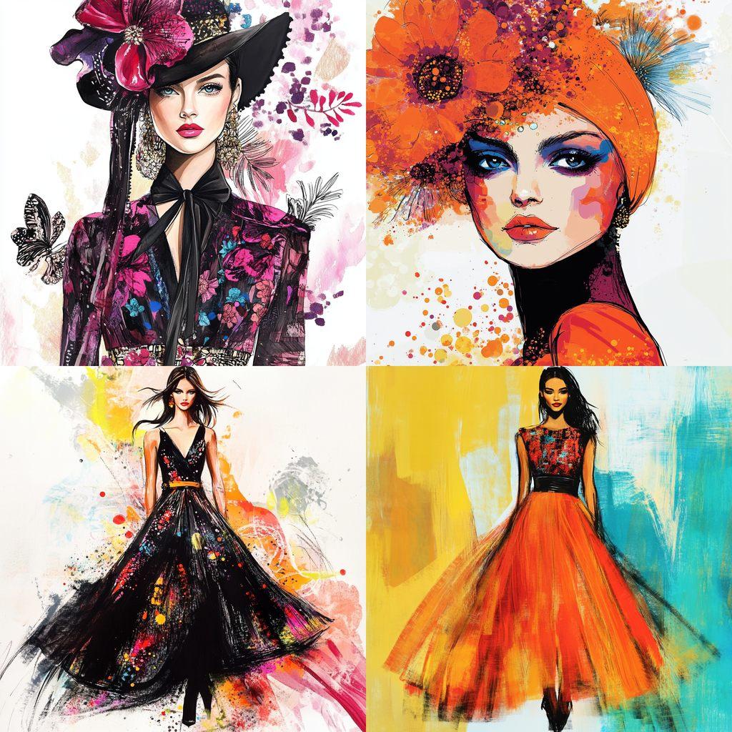 Fashion illustration style, Midjourney V6.1, render 1 of 4