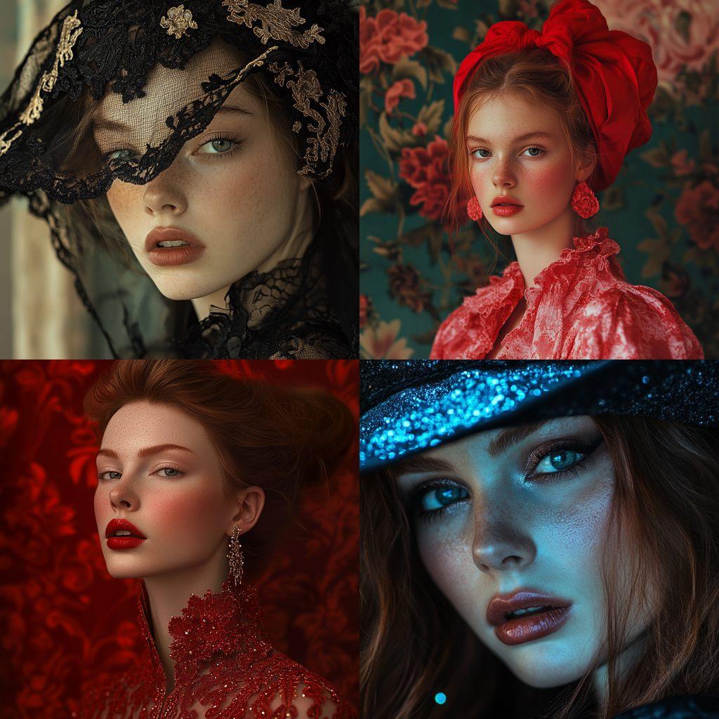Fashion portrait style, Midjourney V6.1, render 1 of 4