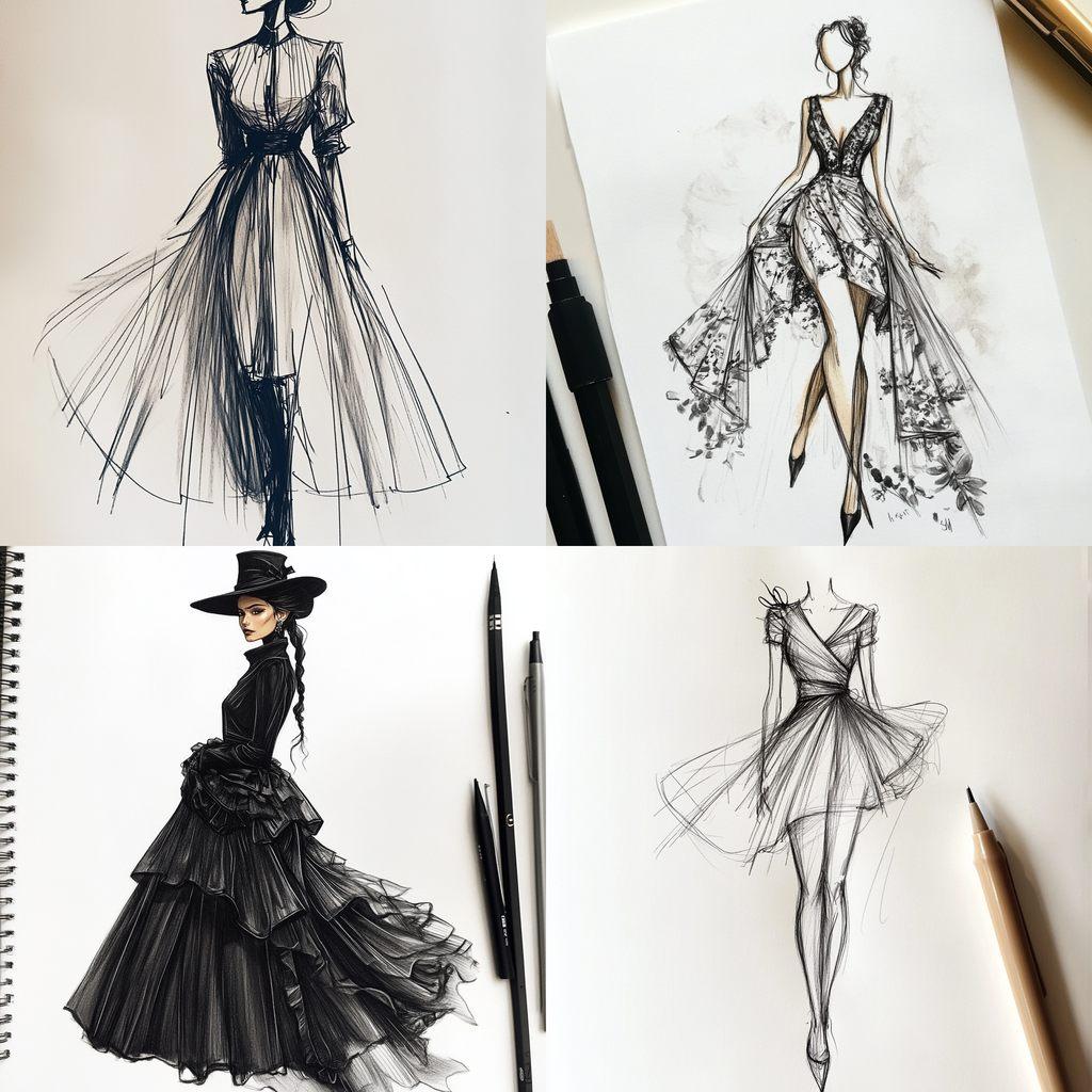 Fashion sketch style, Midjourney V6.1, render 1 of 4