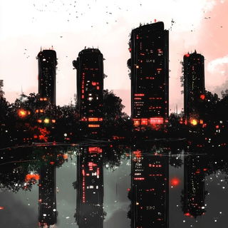 Cypress Chromolithics style, Midjourney V6.1: megacity with futuristic bioarchitecture