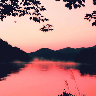 Cypress Chromolithics style, Midjourney V6.1: realistic landscape photograph of quiet dawn