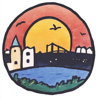 Pyrographic Vortexism style, Midjourney V6.1: bold minimalist logo design for Istanbul city municipal services