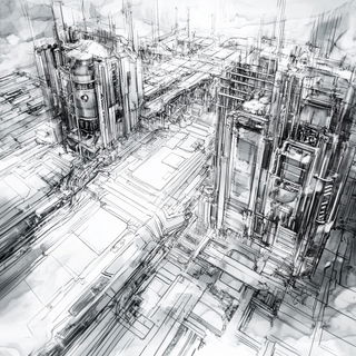 Portolanerie style, Midjourney V6.1: technical infrastructure blueprint schematics