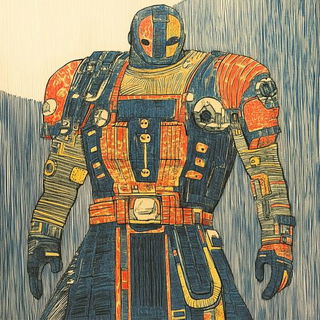 Ecliptic Brushrail style, Midjourney V6.1: concept art character design of retropunk steam knight
