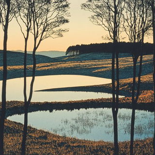 Ecliptic Brushrail style, Midjourney V6.1: realistic landscape photograph of quiet dawn