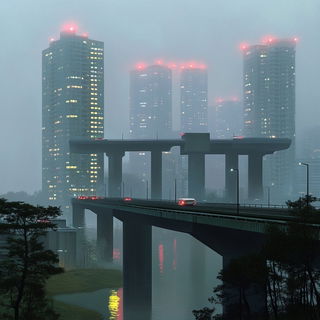 Turbid Reprographism style, Midjourney V6.1: megacity with futuristic bioarchitecture
