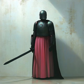 Turbid Reprographism style, Midjourney V6.1: concept art character design of retropunk steam knight