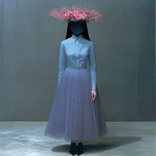 Turbid Reprographism style, Midjourney V6.1: haute-couture fashion outfit