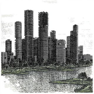 Vortex Foliate style, Midjourney V6.1: megacity with futuristic bioarchitecture