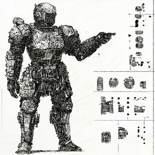 Vortex Foliate style, Midjourney V6.1: concept art character design of retropunk steam knight