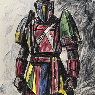 Windplate style, Midjourney V6.1: concept art character design of retropunk steam knight