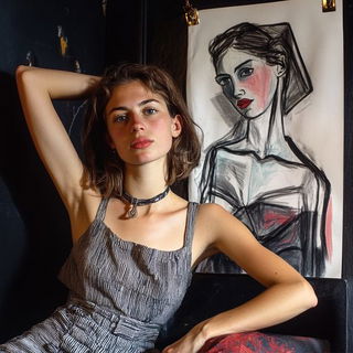 Windplate style, Midjourney V6.1: photographic portrait of female protagonist