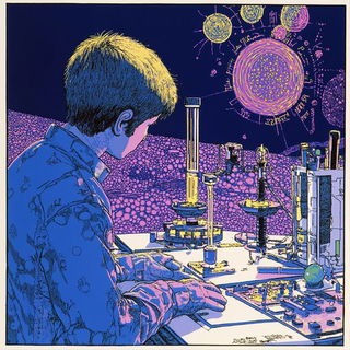 Brushfire Shrineward style, Midjourney V6.1: editorial illustration for popular scientific magazine cover