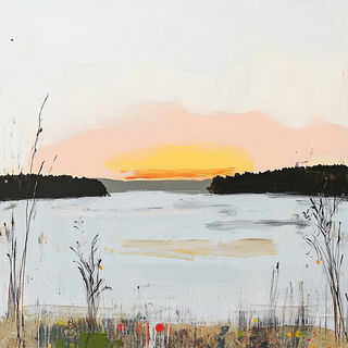 Chromavestment style, Midjourney V6.1: realistic landscape photograph of quiet dawn