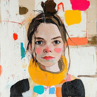Chromavestment style, Midjourney V6.1: photographic portrait of female protagonist