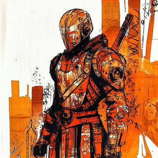 Larkspur Transit style, Midjourney V6.1: concept art character design of retropunk steam knight
