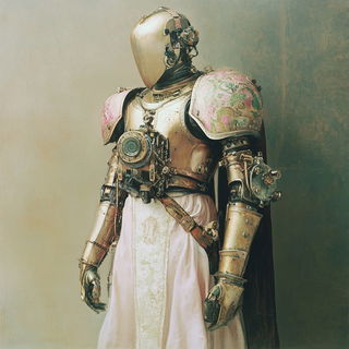 Cryofacet style, Midjourney V6.1: concept art character design of retropunk steam knight