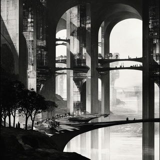 Kunlun Petalism style, Midjourney V6.1: megacity with futuristic bioarchitecture