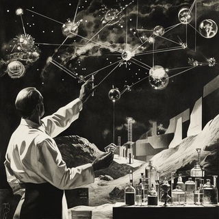 Kunlun Petalism style, Midjourney V6.1: editorial illustration for popular scientific magazine cover