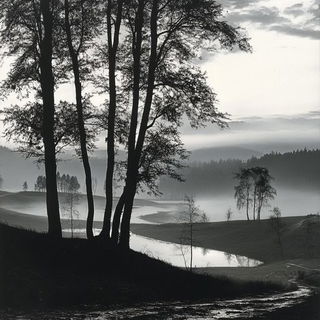 Kunlun Petalism style, Midjourney V6.1: realistic landscape photograph of quiet dawn