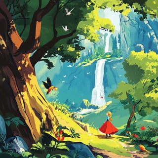 Inksurge style, Midjourney V6.1: retro fairy-tale illustration