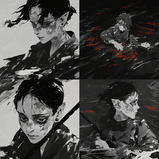 Hazeportalism style, Midjourney V6.1: black-and-white manga comic strip