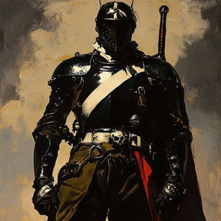 Bluecast Monumentism style, Midjourney V6.1: concept art character design of retropunk steam knight