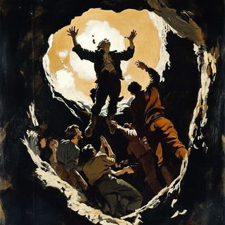 Bluecast Monumentism style, Midjourney V6.1: classical 18th-century oil painting