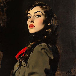 Bluecast Monumentism style, Midjourney V6.1: photographic portrait of female protagonist
