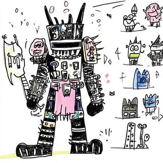 Glyphpore style, Midjourney V6.1: concept art character design of retropunk steam knight