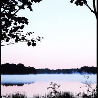 Glyphpore style, Midjourney V6.1: realistic landscape photograph of quiet dawn