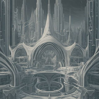 Puppetgraph style, Midjourney V6.1: megacity with futuristic bioarchitecture