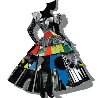 Mossletter Motion style, Midjourney V6.1: haute-couture fashion outfit