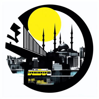 Mossletter Motion style, Midjourney V6.1: bold minimalist logo design for Istanbul city municipal services