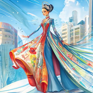 Electric Watergrain style, Midjourney V6.1: haute-couture fashion outfit