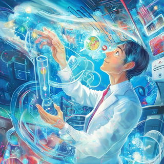 Electric Watergrain style, Midjourney V6.1: editorial illustration for popular scientific magazine cover
