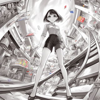 Electric Watergrain style, Midjourney V6.1: black-and-white manga comic strip