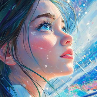 Electric Watergrain style, Midjourney V6.1: photographic portrait of female protagonist
