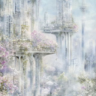 Blackwash Cenobitism style, Midjourney V6.1: megacity with futuristic bioarchitecture